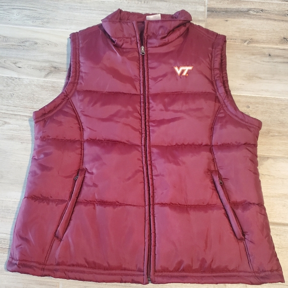 VT Virginia Tech Maroon Puffer Vest Kids XL Full Zip Pockets Knights Apparel - Picture 1 of 6